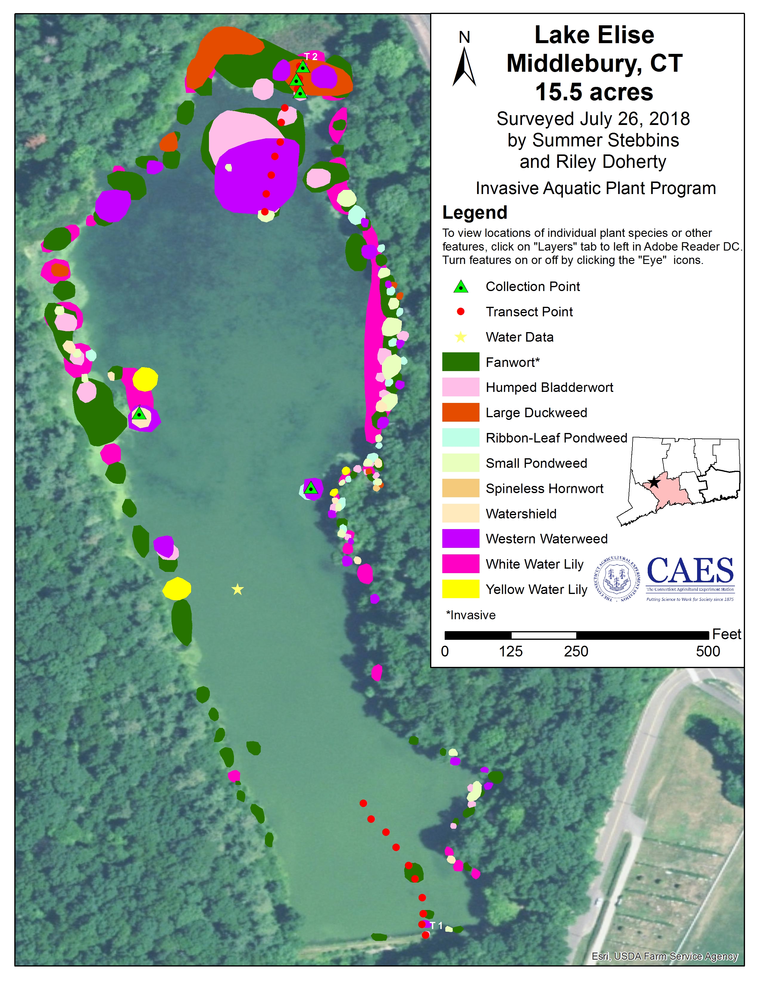 Map of Lake Elise, Middlebury 2018
