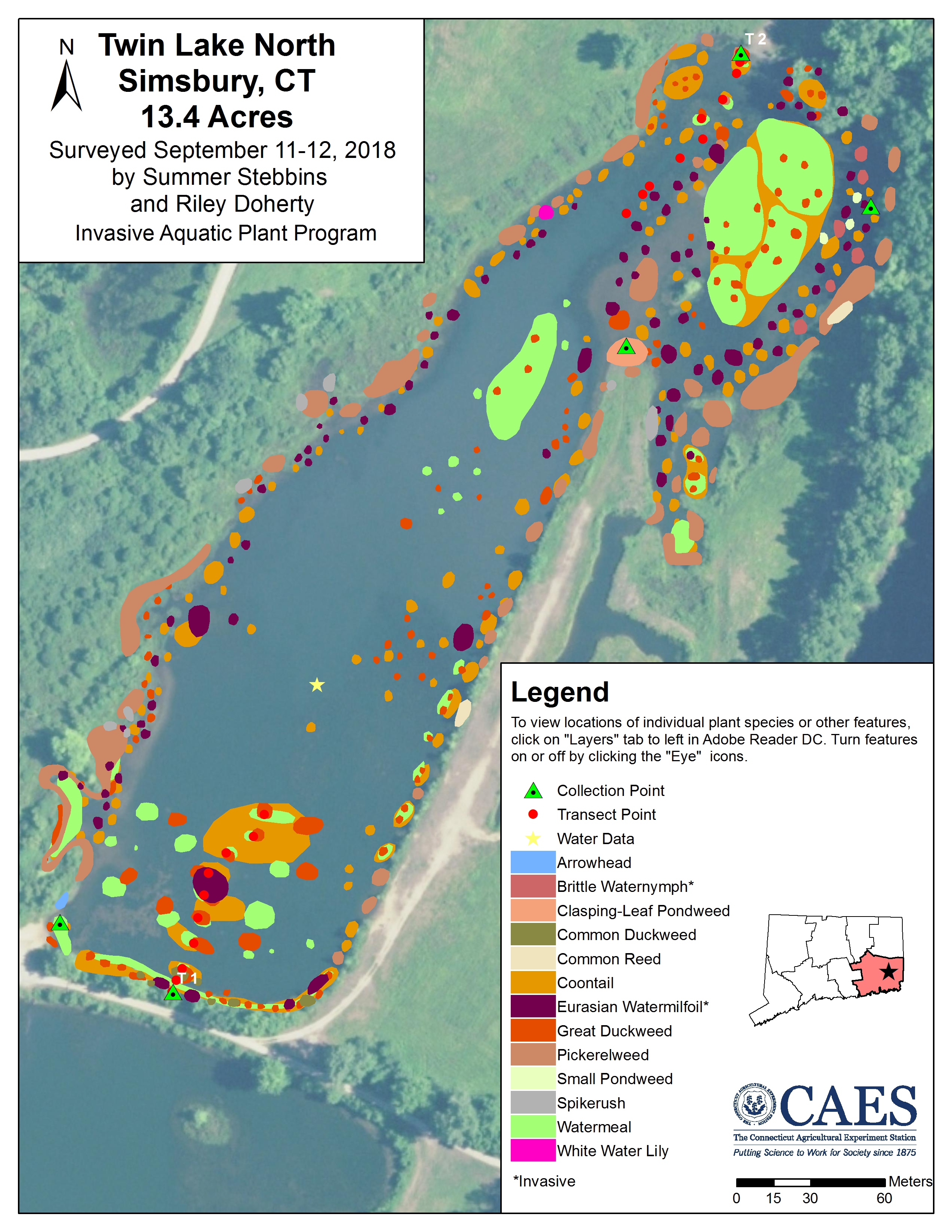 Map of Twin Lake North in Simsbury in 2018
