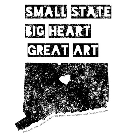 A black and white original print by Hartford Prints! Small State, Big Heart, Great Art