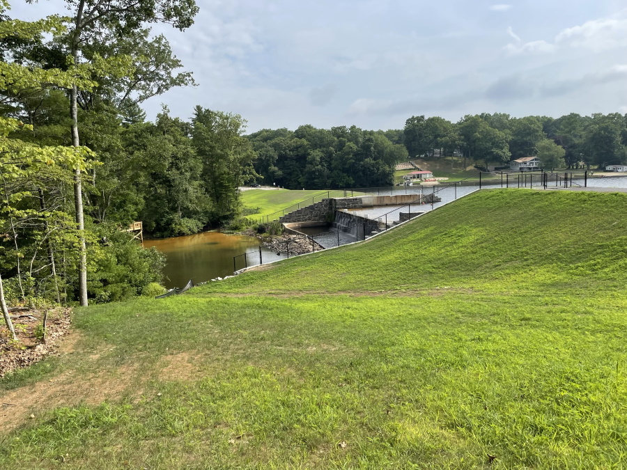 Pachaug Pond Dam Overview from Left Embankment