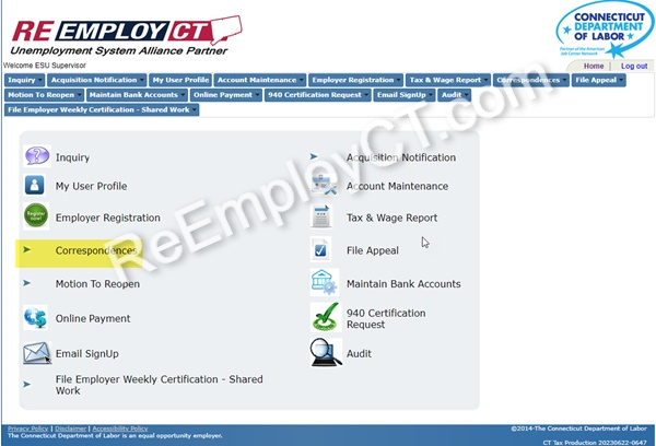 Screen shot of ReEmployCT.