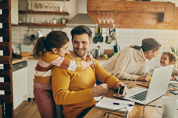 Family on computer